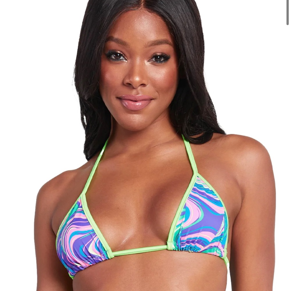 Sooo Trippy Wrap Around Triangle Top - Blue/Neon